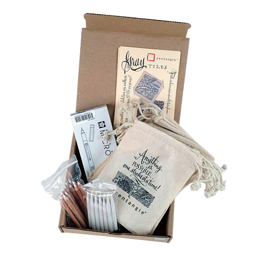 Course Kit with Gray Paper Tiles (Short White Charcoal Pencils) [CZT]